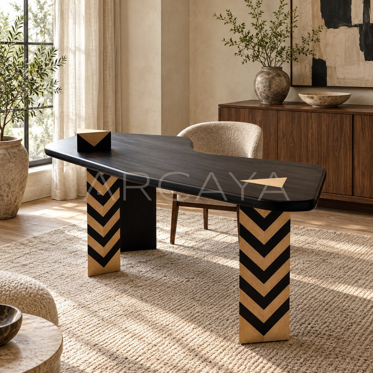 Irregular Mid Century Art Desk in detail