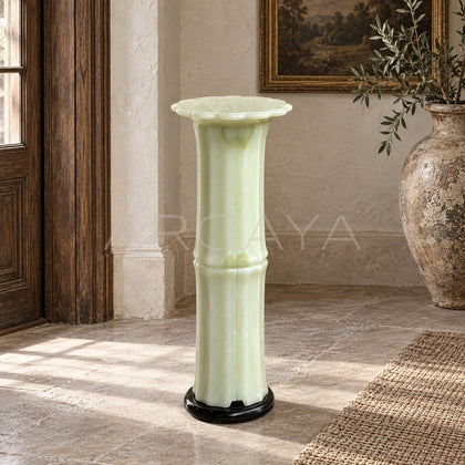 Aston Bamboo Shadow Green Column Piece — Display Pedestals - scene