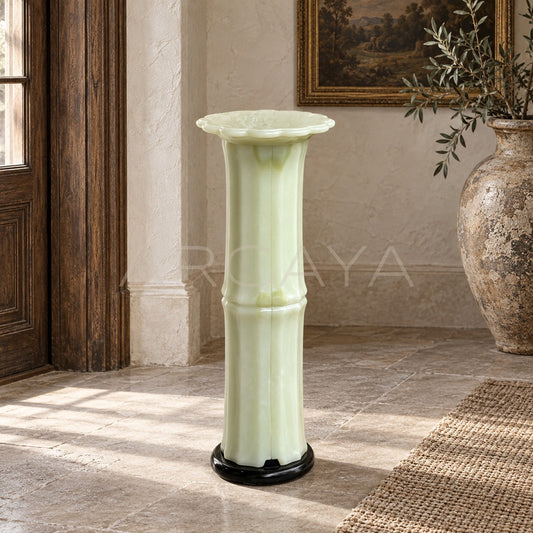 Aston Bamboo Shadow Green Column Piece — Display Pedestals - scene