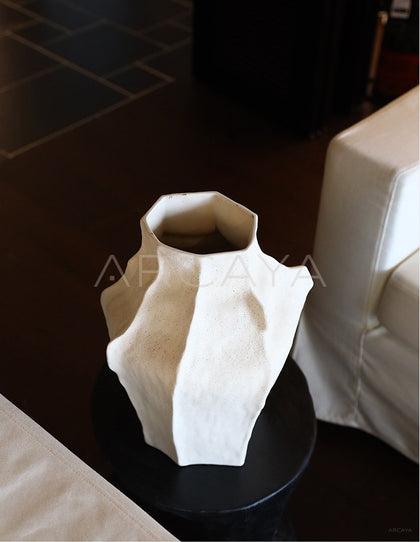 Irregular Sand Texture Wabi Sabi Art Vase - scene
