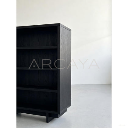 Matte Black Oak Bookshelf - scene