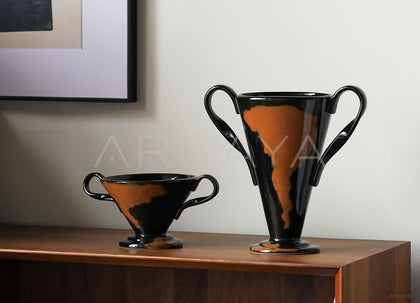 Mid Century Wide Mouth Ceramic Vase - scene