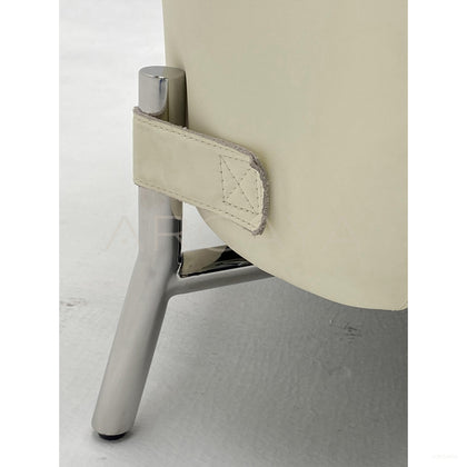 Tweed Leather Curved Stainless Leg Lounge Chair - scene