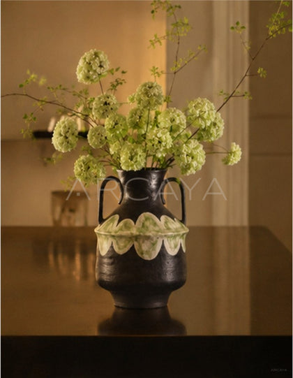 Dadan Hand Painted Double Ear Vase Dining - scene