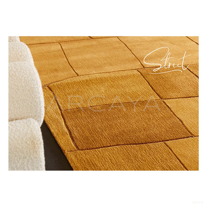 Mustard Block Texture Rug Dsm P027 F - scene