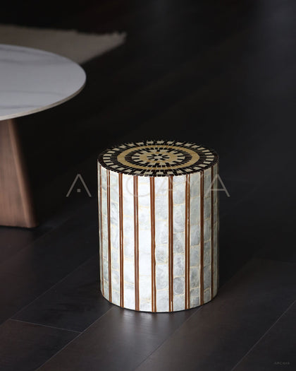 Shell Inlay Mobile Side Table - scene