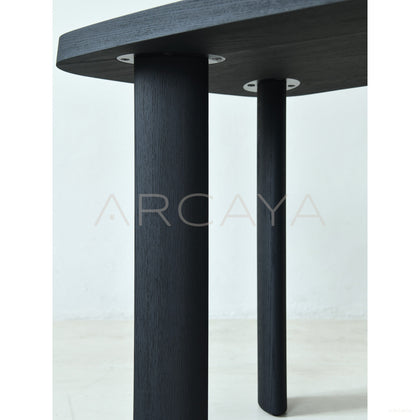 Oak Solid Wood Desk Matte Black Brushed - scene