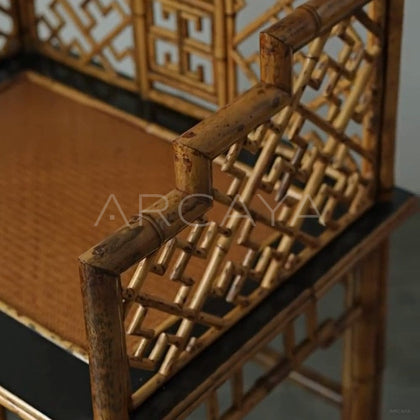 Fretwork High Back Bamboo Armchair - detail