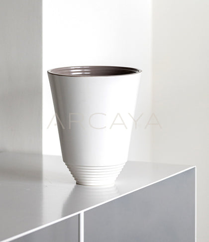 Matte White Swirl Cone Ceramic Vase - scene