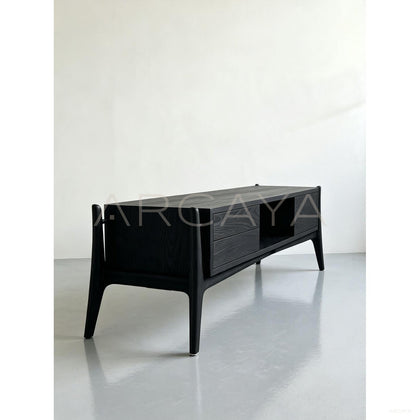 Minimalist Black Ash Tv Stand - scene