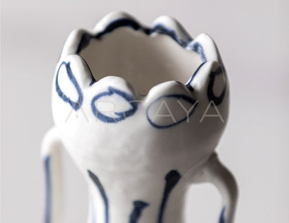 Dadan Hand Painted Dot Double Ear Vase - scene