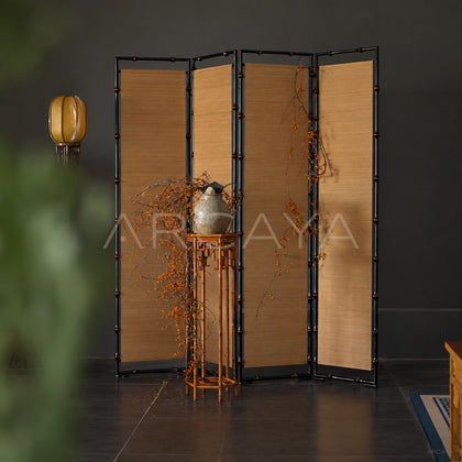 Plain Four Panel Bamboo Blind Screen - scene
