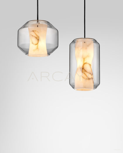 Glass Alabaster Cylinder Pendant Light 10811 - scene