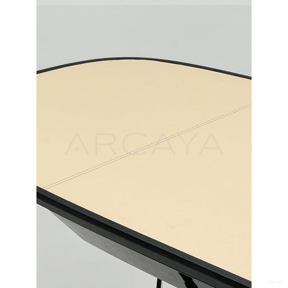 Italian Minimalist Leather Top Curved Desk - scene