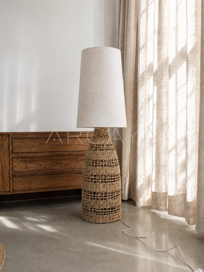 Wabi Sabi Rattan Floor Lamp - scene