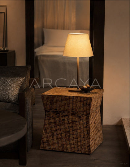 Handwoven Square Side Table - scene