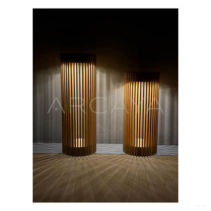 Porto Teak Round Solar Lantern - scene