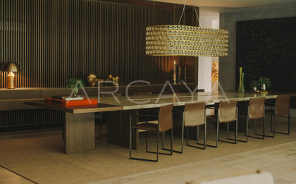 Aston Natural Stone Long Dining Table - scene