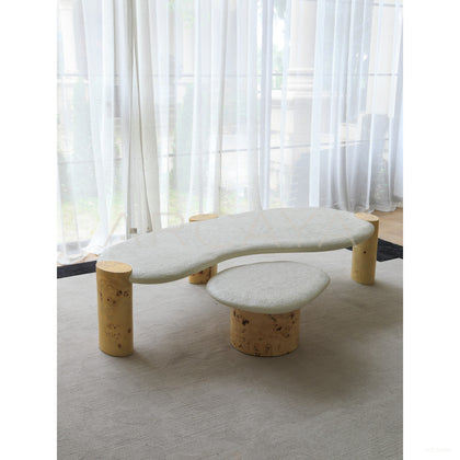 Organic Shape Stone Top Coffee Table - scene
