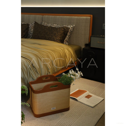 Mid Century Fabric Bed - scene