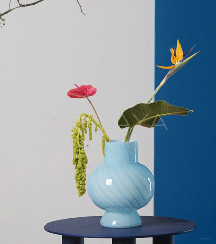Mid Century Striped Glass Vase - scene