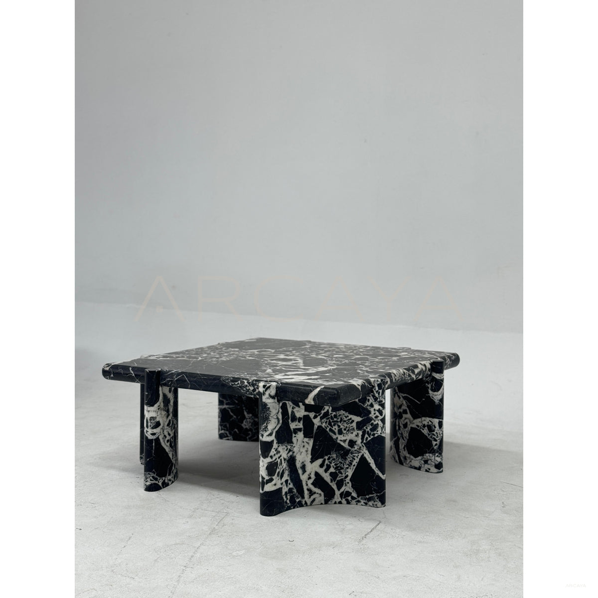 Black White Geometric Stone Console in detail