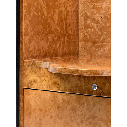 Italian Burl Wood Lighted Tall Sideboard - scene