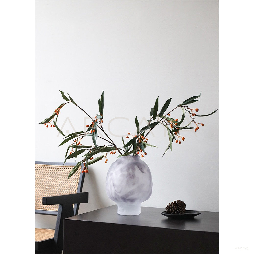 Mist Rock Ribbed Frosted Glass Vase in detail
