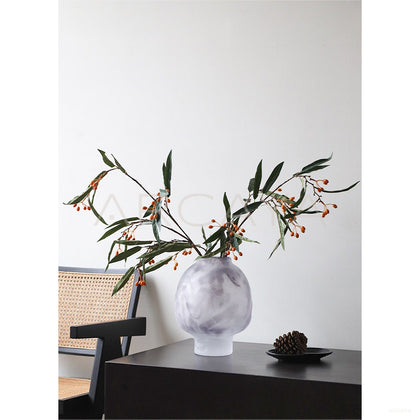 Mist Rock Ribbed Frosted Glass Vase - scene