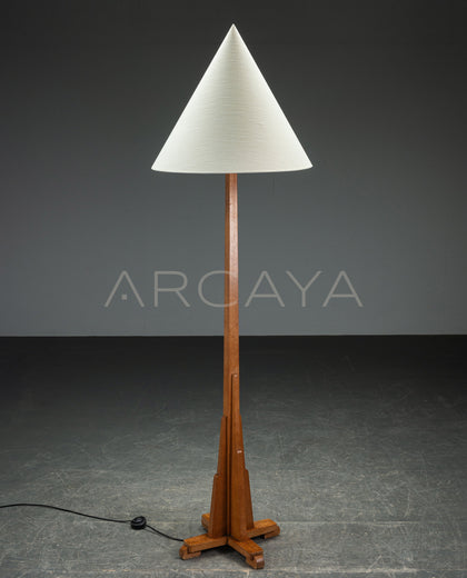 Natural Wood Triangle Floor Lamp - scene