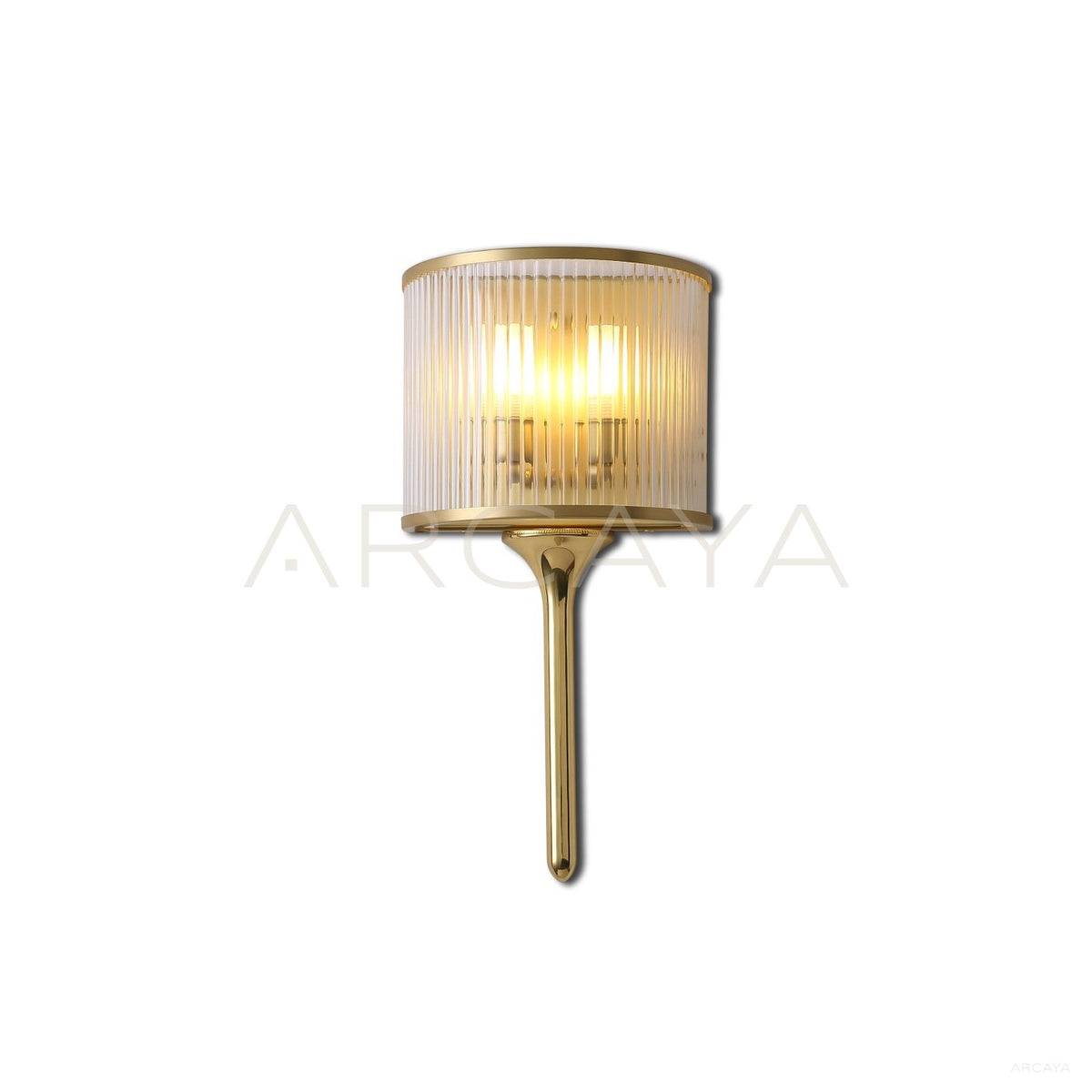 Gold Rod Ribbed Glass Wall Light 22001 in detail