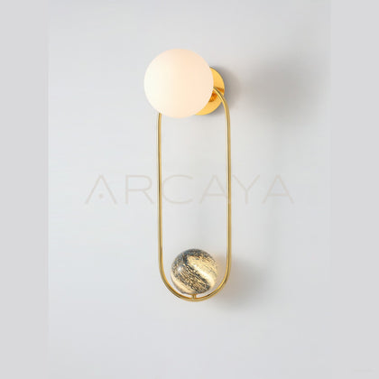 Stone Globe Gold Ring Wall Light 60184 - scene