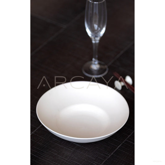 Amu Collab Cream Shallow Ceramic Bowl - scene