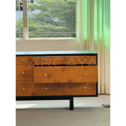 Mid Century Burl Veneer Cabinet - scene