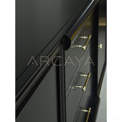Vintage Minimalist Black Gloss Sideboard - scene