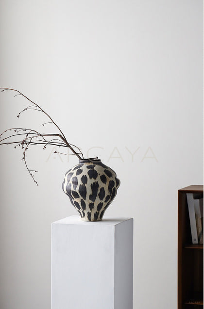 Ink Spot Textured Ceramic Vase - scene