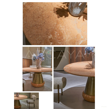 Orange Ice Jade Raw Stone Dining Table - scene