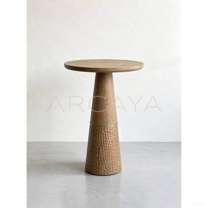 Ash Wood Hammered Side Table - scene