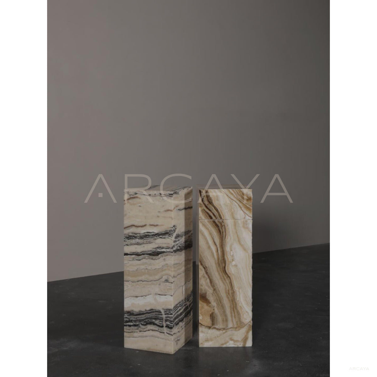 Natural Stone Square Column Sculpture Stand in detail