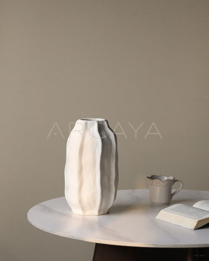 Wabi Sabi White Ceramic Vase - scene