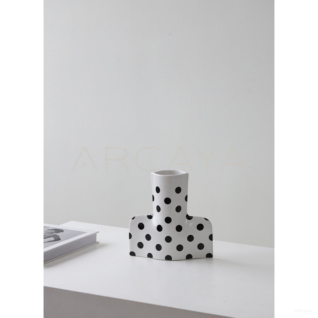 Chinese Polka Dot Ceramic Vase in detail