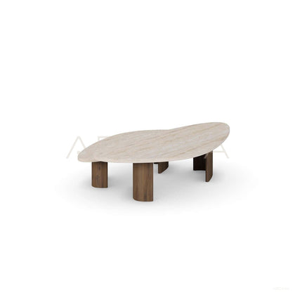 Aston Travertine Solid Wood Coffee Table - scene