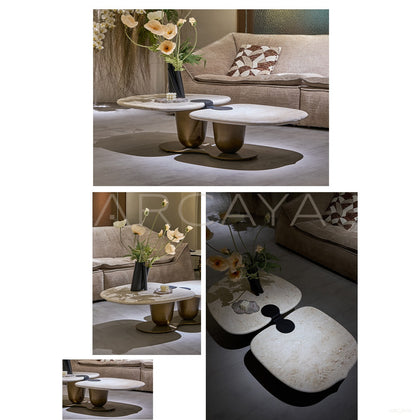 Irregular Symbiotic Travertine Coffee Table - scene