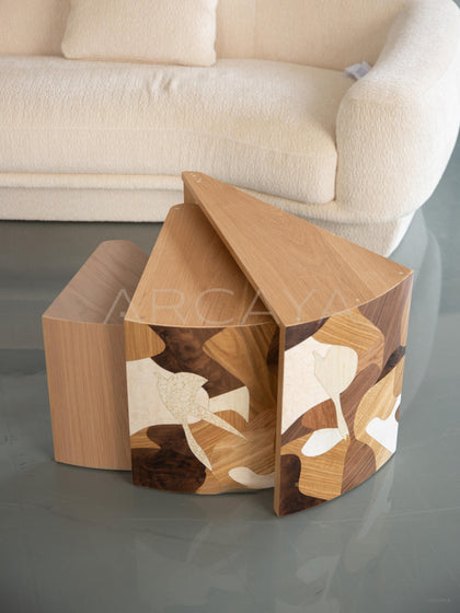 Veneer Marquetry Nesting Coffee Table - scene