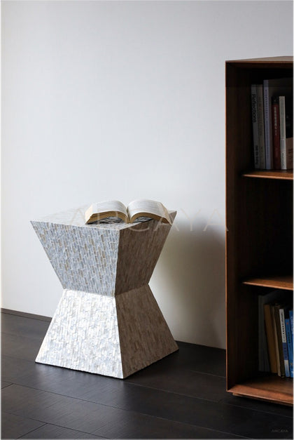 Handmade Shell Inlay Mobile Side Table - scene