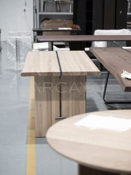 Ash Wood Minimalist Desk Dining Table - scene