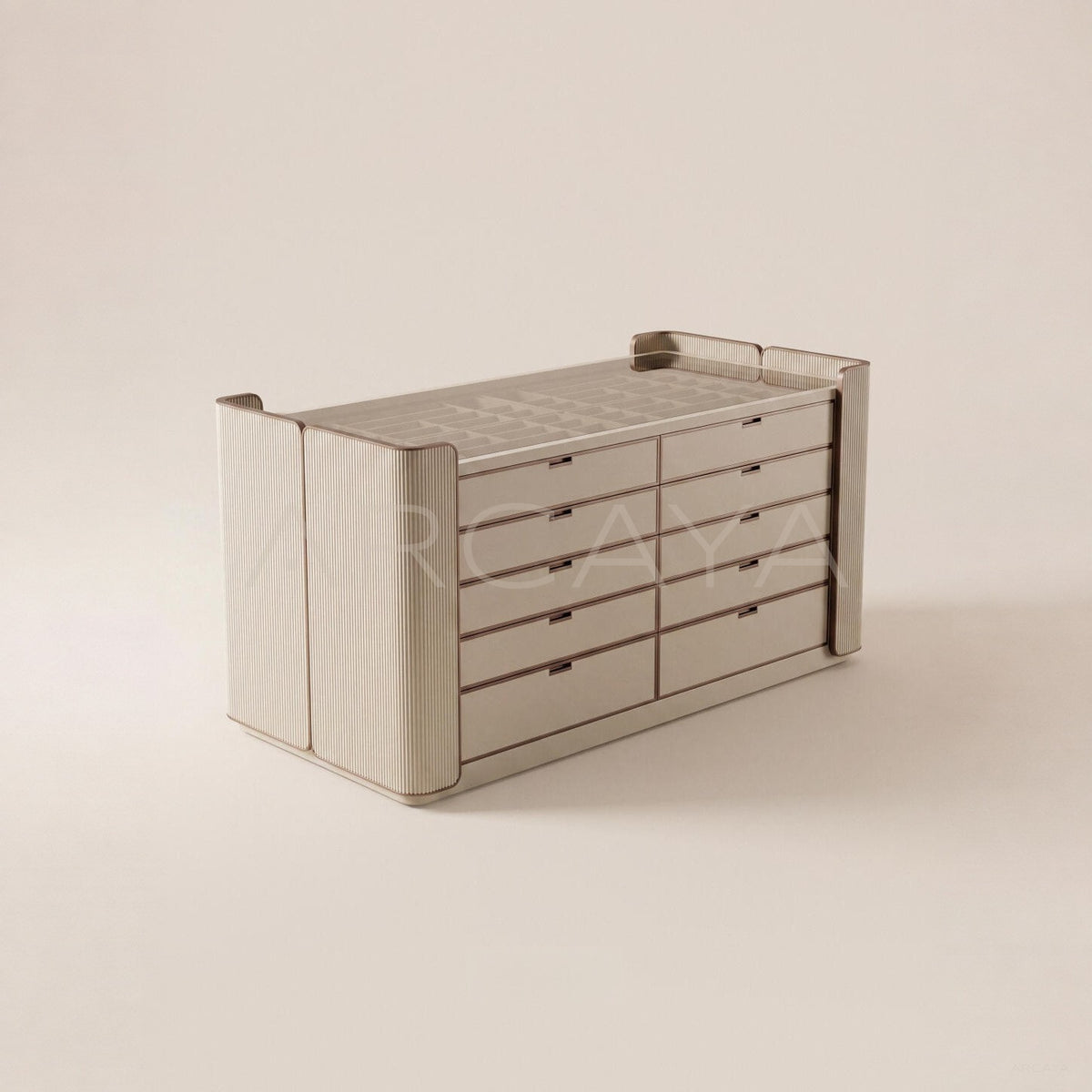 Vertical Stripe Upholstered Vanity Chest - main