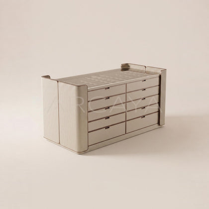 Vertical Stripe Upholstered Vanity Chest - main
