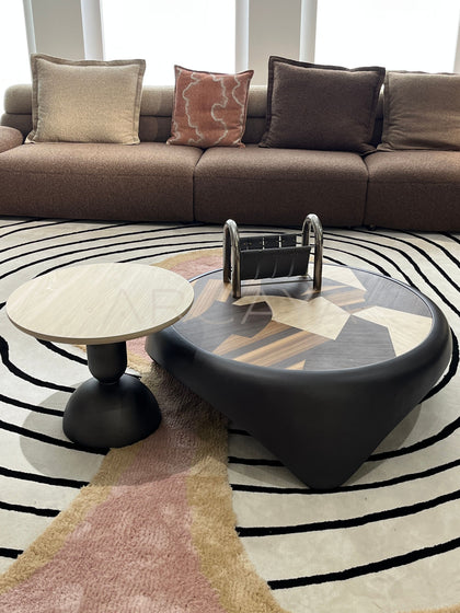 Starry Black Nesting Round Coffee Table - scene
