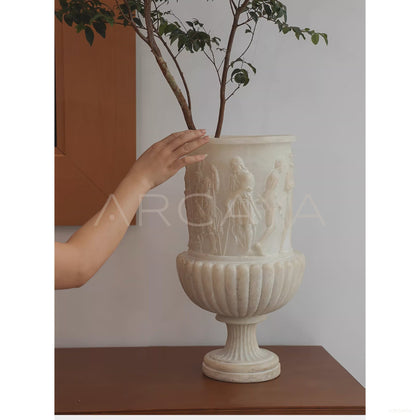 Greek Relief Faux Jade Vase - scene